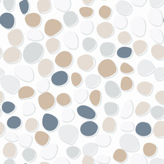 Wall Mural - Isolated circle spots seamless doodle patern. Pastel beige., navy and blue tones figures on white background.