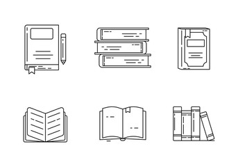 Wall Mural - outline style of book icon collection. set of book concept vector illustration isolated on white bac