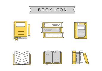 Wall Mural - book concept vector illustration isolated on white background. set of book icons in linear color sty