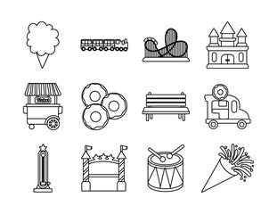 Canvas Print - bundle of fair entertainment set icons