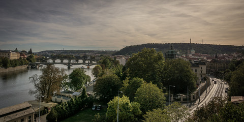 Wall Mural - Beautiful shot of Charles Bridge Prague in Czech Republic with a calm sky background