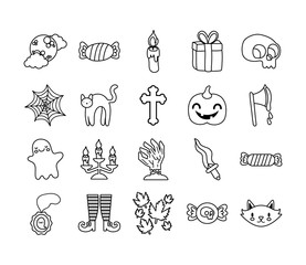 Sticker - bundle of twenty halloween set collection icons