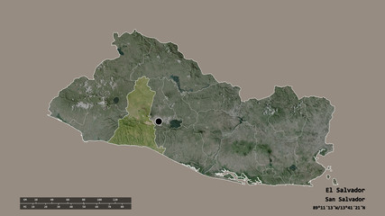 Location of La Libertad, department of El Salvador,. Satellite