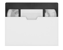 VHS Video Tape Mockup. Analog Movie Cassette Box With Copy Space