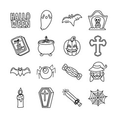 Sticker - bundle of sixteen halloween set collection icons