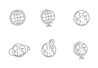 Wall Mural - set of globe icon in line style. globe and earth concept vector illustration isolated on white backg
