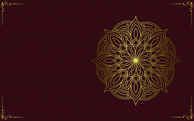 Luxury gold mandala ornate background for wedding invitation, book cover with mandala element style premium vector