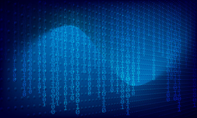 Wall Mural - technology digital data and big data. blue science abstract background.