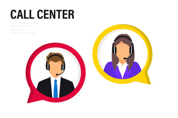 Leinwandbilder - Customer service. Online global technical support 24/7, customer and operator. Hotline operator advises client. Consultant on hotline chat. Hotline operator advises client