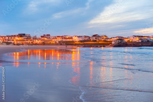 Coastal town at twilight. P...