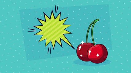 Wall Mural - pop art style animation with cherries