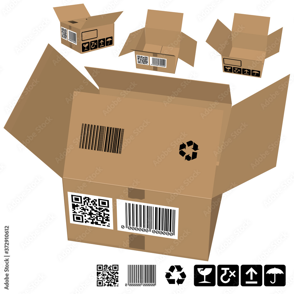 A collection of 4 views of a Corrugated Cardboard Packaging Boxes ...