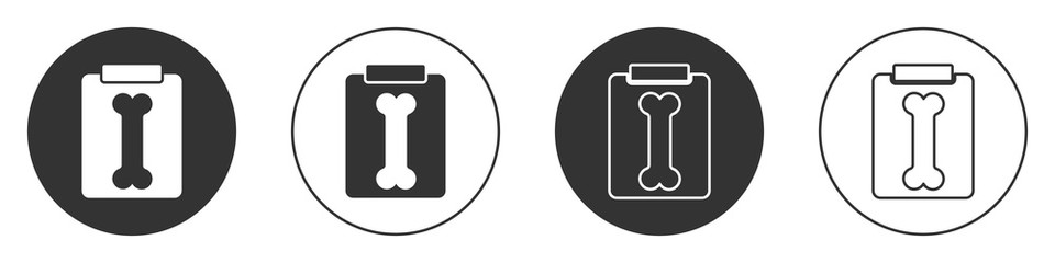 Black X-ray shots icon isolated on white background. Circle button. Vector Illustration.