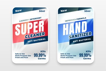 Wall Mural - detergent cleaner and disinfectant labels set of two