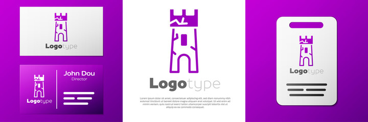 Sticker - Logotype Castle tower icon isolated on white background. Fortress sign. Logo design template element. Vector.