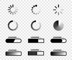 Wall Mural - loading. load bar vector icons, isolated. loading icons collection. vector illustration