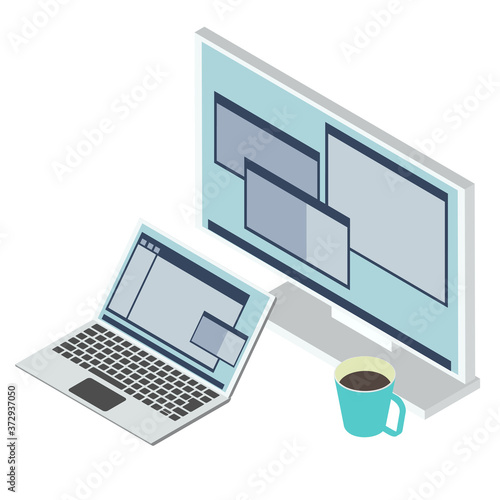 アイソメトリック デュアルディスプレイでの仕事風景 ラップトップと外付けモニタのベクターイラスト Buy This Stock Vector And Explore Similar Vectors At Adobe Stock Adobe Stock アイソメトリック デュアルディスプレイでの仕事風景 ラップトップと外付けモニタのベクターイラスト Buy This Stock Vector And Explore Similar Vectors At Adobe Stock Adobe Stock