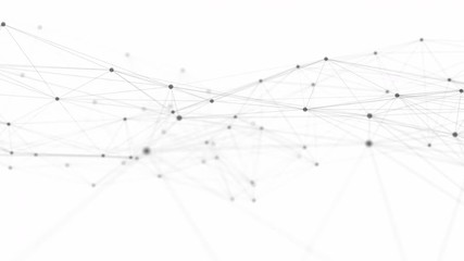 Black digital computer data and network connection lines and spheres. 4K seamless loop