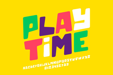 Sticker - Playful style font design, playtime childish alphabet letters and numbers