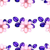 Fototapeta Motyle - Vintage watercolor seamless pattern with flowers for decoration design. Bright spring or summer fashion print. Vintage wedding decor. Textile design. 