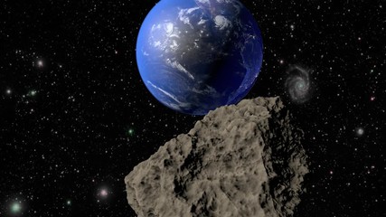 Wall Mural - planets earth and a meteorite flying towards it. 3d rendering