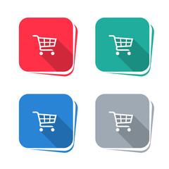 Wall Mural - Shopping cart icon on square button