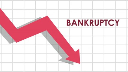 Poster - bankruptcy financial animation with arrow down