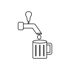 Canvas Print - tap and beer mug icon, line style