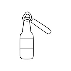 Canvas Print - bottle opener with beer bottle icon, line style