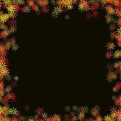 Canvas Print - Illustration of a frame with colorful flowers on a black background with a copy space