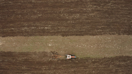 Sticker - Aerial shot of a soil cleaning car