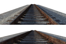 Set Of Train Tracks Isolated On White, 3d Render.