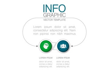 Vector infographic template with 2 steps or options. Data presentation, business concept design for web, brochure, diagram.