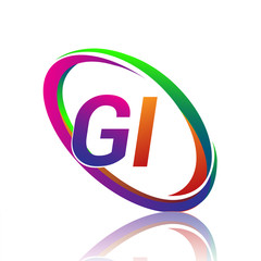 letter GI logotype design for company name colorful swoosh. vector logo for business and company identity.