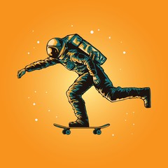 Wall Mural - Illustration concept of astronaut skateboarding