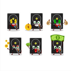 Wall Mural - Hardisk cartoon character with cute emoticon bring money