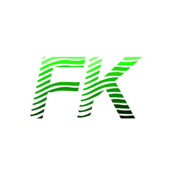 Letter FK logotype with colorful circle, with striped composition letter, business card for company identity, creative industry, web.