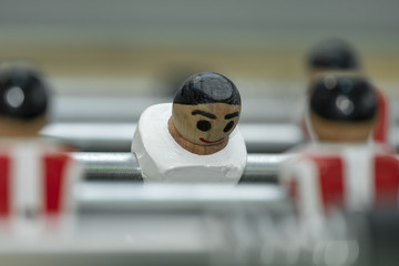 Poster - Closeup shot of a soccer game with wooden players