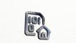 file code home 3D icon on the wall, 3D illustration