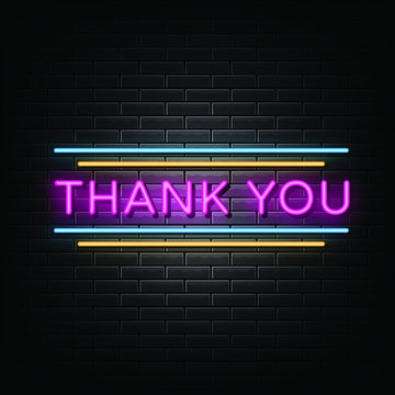 Thank you neon sign, neon style 