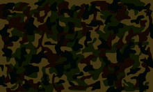 Military Camouflage Pattern. Seamless Green And Brown Color Camouflage Pattern Vector. Forest Camouflage.