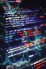 Wall Mural - web programming functions on laptop on laptop. it business. python code computer screen. mobile appl