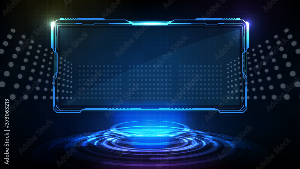 abstract futuristic background of blue glowing technology sci fi frame ...