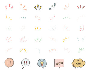 Wall Mural - 手書きの気づき、注目マークのセット／ポイント／集中／驚き／飾り／装飾／びっくり／驚き