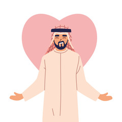 Poster - arabish man cartoon in front of heart vector design