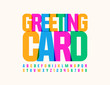 © Popskraft - Vector colorful template Greeting Card. Artistic bright Alphabet Letters and Numbers. Creative trendy Font