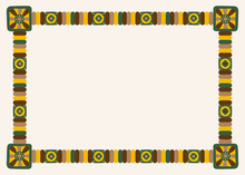 African Tribal Ethnic Mosaic Frame With Space For Text Or Photo. For Invitations, Announcements Or Photo