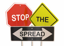 Stop The Spread Virus Infection Safety Measures Road Signs 3d Illustration