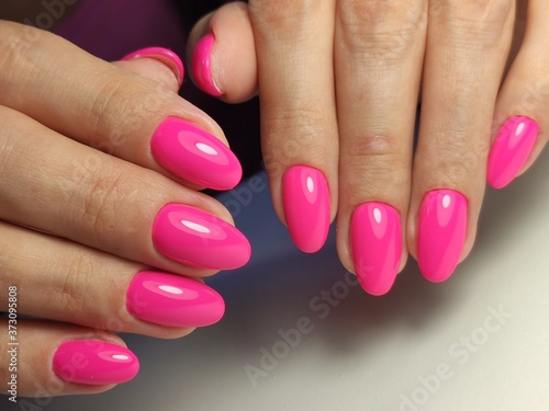 sexy pink manicure on long beautiful nails Canvas