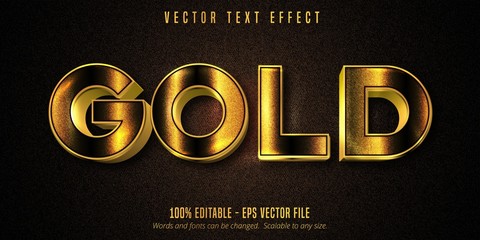 Wall Mural - Gold text, shiny golden style editable text effect